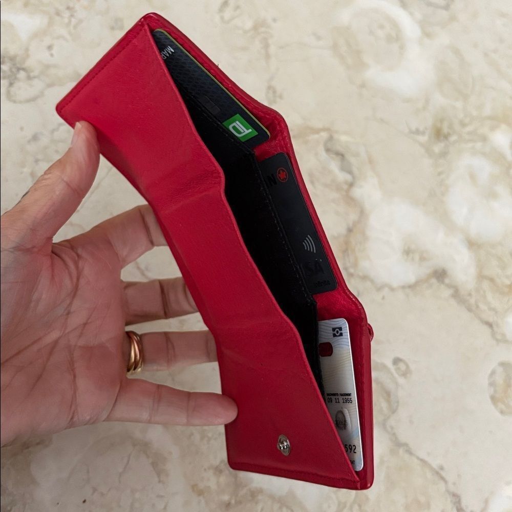 Balenciaga Papier Mini Tri-Fold Wallet Red Leather - Picture 11 of 13